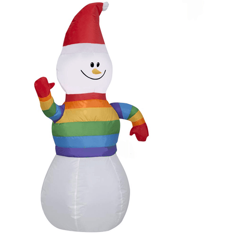 Gemmy Inflatables Inflatable Party Decorations 4' Christmas Snowman in Rainbow Sweater by Gemmy Inflatables 881090 4' Christmas Snowman in Rainbow Sweater by Gemmy Inflatables 881090