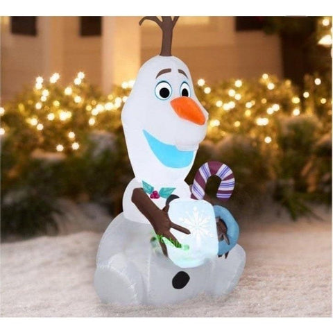 Gemmy Inflatables Inflatable Party Decorations 4' Disney’s Frozen II Olaf the Snowman w/ Snow Mug and Candy Cane by Gemmy Inflatables 781880218678 114416 4' Disney’s Frozen II Olaf the Snowman w/ Snow Mug and Candy Cane