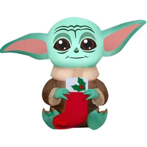 Gemmy Inflatables Inflatable Party Decorations 4' Disney's Star Wars Baby Yoda w/ Christmas Stocking by Gemmy Inflatables 8' Inflatable Christmas Airplane Santa Claus Gemmy Inflatables