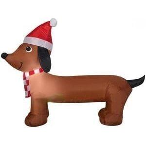 Gemmy Inflatables Inflatable Party Decorations 4'H Christmas Dachshund Weiner Dog Wearing Santa Hat by Gemmy Inflatables