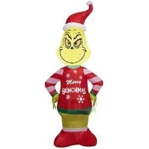 Gemmy Inflatables Inflatable Party Decorations 4'H Dr. Seuss' Grinch in Ugly Christmas Sweater by Gemmy Inflatables
