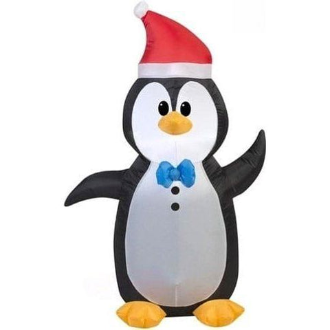 Gemmy Inflatables Inflatable Party Decorations 4' Gemmy Airblown Inflatable Tuxedo Penguin Wearing Santa Hat by Gemmy Inflatables 7'  Penguin Wearing Santa Hat Holding Candy Cane by Gemmy Inflatables