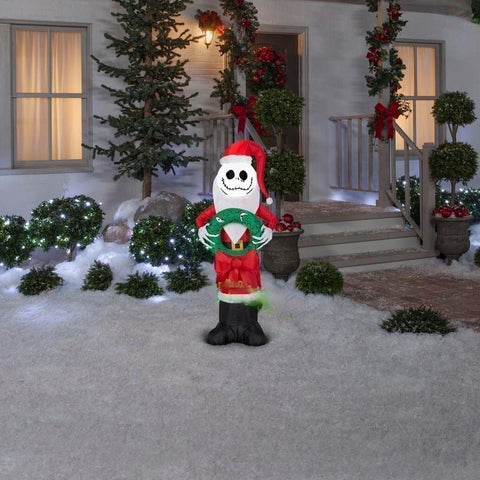 Gemmy Inflatables Inflatable Party Decorations 4' Jack Skellington In Santa Outfit w/ Wreath by Gemmy Inflatables 118986