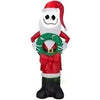 Image of Gemmy Inflatables Inflatable Party Decorations 4' Jack Skellington In Santa Outfit w/ Wreath by Gemmy Inflatables 3 1/2' Halloween Nightmare Christmas Jack Skellington Banner Gemmy