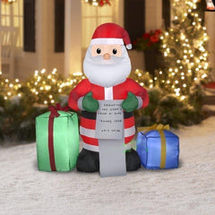 4' Santa Claus w/ Wish List and Presents by Gemmy Inflatables