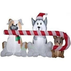 Gemmy Inflatables Inflatable Party Decorations 5 1/2' Christmas Puppies Sharing Candy Cane by Gemmy Inflatables