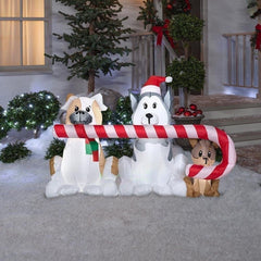 5 1/2' Christmas Puppies Sharing Candy Cane by Gemmy Inflatables