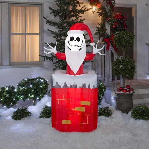Gemmy Inflatables Inflatable Party Decorations 5 1/2' Jack Skellington as Santa Popping out of Chimney by Gemmy Inflatables 111302