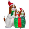 Image of Gemmy Inflatables Inflatable Party Decorations 5 1/2' Mixed Media Fuzzy Dog Family Scene by Gemmy Inflatables