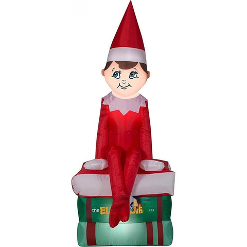 Gemmy Inflatables Inflatable Party Decorations 5.5' Christmas Elf on Shelf Sitting on Books by Gemmy Inflatables 111769