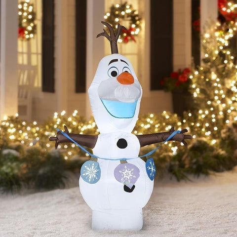 Gemmy Inflatables Inflatable Party Decorations 5.5' Disney's Frozen II Olaf Holding String of Christmas Ornaments by Gemmy Inflatables 117736 4' Disney's Frozen II Olaf holding String Ornaments Gemmy Inflatables