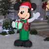 Image of Gemmy Inflatables Inflatable Party Decorations 5' Disney Mickey Mouse Wearing Santa Hat Holding Present by Gemmy Inflatables 881012 5' Mickey Mouse Wearing Santa Hat Holding Present Gemmy Inflatables