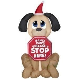 Gemmy Inflatables Inflatable Party Decorations 5'H Christmas Puppy Dog w/ Santa Paws Sign by Gemmy Inflatable 113413