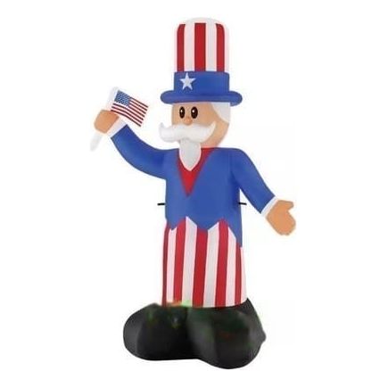 Gemmy Inflatables Inflatable Party Decorations 5'H Gemmy Air blown Patriotic Uncle Same w/ Flag by Gemmy Inflatables 6' Patriotic Uncle Sam Holding Flag & Banner by Gemmy Inflatables