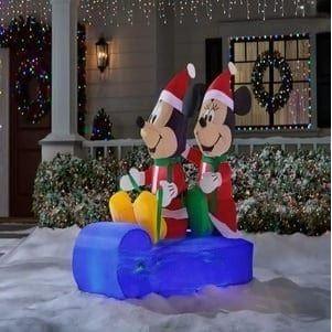 Gemmy Inflatables Inflatable Party Decorations 5'H Mickey and Minnie Mouse Sledding by Gemmy Inflatables 81141