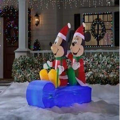5'H Mickey and Minnie Mouse Sledding by Gemmy Inflatables