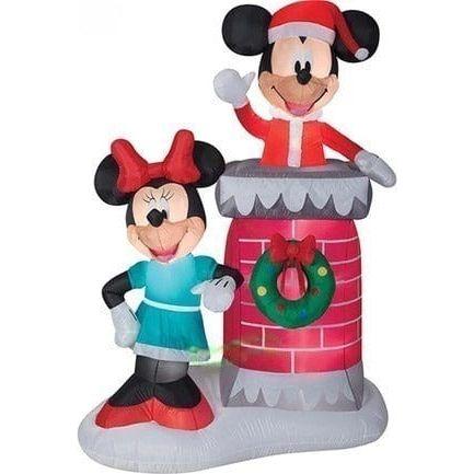 Gemmy Inflatables Inflatable Party Decorations 6 1/2'H Gemmy Airblown Inflatable Christmas Disney Mickey and Minnie Mouse Decorating Chimney by Gemmy Inflatables 111787 4' Disney's Mickey Mouse Santa Minnie Mouse Present Gemmy Inflatables