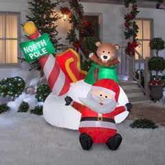 6 1/2' Santa Crashing North Pole Scene by Gemmy Inflatables