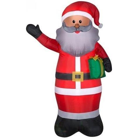 Gemmy Inflatables Inflatable Party Decorations 6.5'H African American Santa Claus Holding Present by Gemmy Inflatable 112071