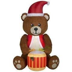 Gemmy Inflatables Inflatable Party Decorations 6' Animated Fuzzy Christmas Drumming Teddy Bear by Gemmy Inflatables