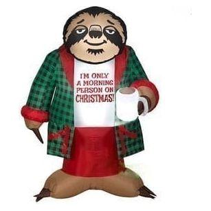Gemmy Inflatables Inflatable Party Decorations 6'H Christmas Sloth in Pajamas w/ Coffee by Gemmy Inflatables 112206