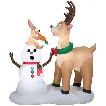 Gemmy Inflatables Inflatable Party Decorations 6' Rabbit Eating Snowman's Nose w/ Surprised Caribou Scene by Gemmy Inflatables