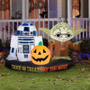 Image of Gemmy Inflatables Inflatable Party Decorations 6' Star Wars R2-D2 and Yoda w/ Pumpkin Scene by Gemmy Inflatables 3 1/2' Disney Star Wars Jedi Yoda Holding Tombstone Gemmy Inflatables