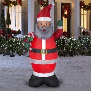 Gemmy Inflatables Inflatable Party Decorations 7' African American Santa Claus holding Candy Cane by Gemmy Inflatable 781880208945 118676