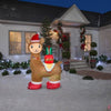 Image of Gemmy Inflatables Inflatable Party Decorations 7' Inflatable Mixed Media FUZZY Luxe Alpaca Wearing Santa Hat by Gemmy Inflatable 882532 7' Media FUZZY Luxe Alpaca Wearing Santa Hat by Gemmy Inflatable