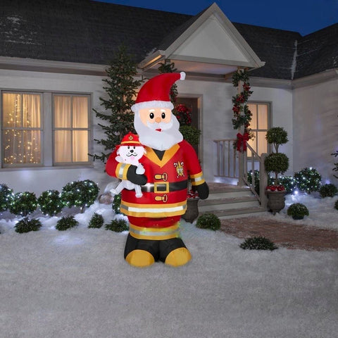 Gemmy Inflatables Inflatable Party Decorations 7' Lifestyle Santa Claus as Firefighter by Gemmy Inflatables 881494