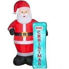 Gemmy Inflatables Inflatable Party Decorations 7' Lightshow Santa Claus w/ Micro LED Christmas Sign by Gemmy Inflatables 4' African American Santa Claus w/ Green Mittens by Gemmy Inflatables