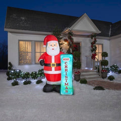 7' Lightshow Santa Claus w/ Micro LED Christmas Sign by Gemmy Inflatables