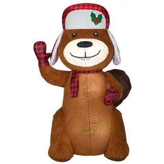 Gemmy Inflatables Inflatable Party Decorations 7' Mixed media Christmas Beaver w/ Haty Gemmy Inflatables 119926