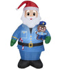 Image of Gemmy Inflatables Inflatable Party Decorations 7' Santa Claus as Policeman w/ Gingerbread Man by Gemmy Inflatables 881514