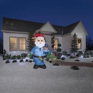 Gemmy Inflatables Inflatable Party Decorations 7' Santa Claus as Policeman w/ Gingerbread Man by Gemmy Inflatables 881514