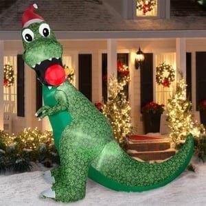 Gemmy Inflatables Inflatable Party Decorations 8 1/2'H Christmas T-Rex Biting Ornament by Gemmy Inflatables 119255