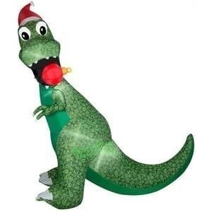 Gemmy Inflatables Inflatable Party Decorations 8 1/2'H Christmas T-Rex Biting Ornament by Gemmy Inflatables
