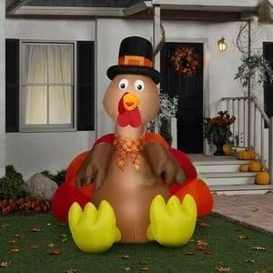 Gemmy Inflatables Inflatable Party Decorations 8'H Thanksgiving Turkey w/ Pilgrim Hat by Gemmy Inflatable 6' Airblown Inflatable Thanksgiving Turkey Sitting Wearing Pilgrim Hat