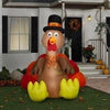 Image of Gemmy Inflatables Inflatable Party Decorations 8'H Thanksgiving Turkey w/ Pilgrim Hat by Gemmy Inflatable 6' Airblown Inflatable Thanksgiving Turkey Sitting Wearing Pilgrim Hat