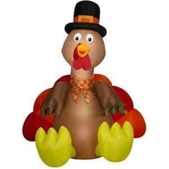 Gemmy Inflatables Inflatable Party Decorations 8'H Thanksgiving Turkey w/ Pilgrim Hat by Gemmy Inflatable 6' Airblown Inflatable Thanksgiving Turkey Sitting Wearing Pilgrim Hat