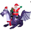 Image of Gemmy Inflatables Inflatable Party Decorations 8' Inflatable Christmas Santa Claus Riding Dragon by Gemmy Inflatables 880127