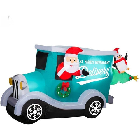 Gemmy Inflatables Inflatable Party Decorations 8' Inflatable Christmas Santa Claus St. Nick's Overnight Delivery Truck by Gemmy Inflatables 881969 8' Christmas Santa Claus St. Nick's Delivery Truck Gemmy Inflatables