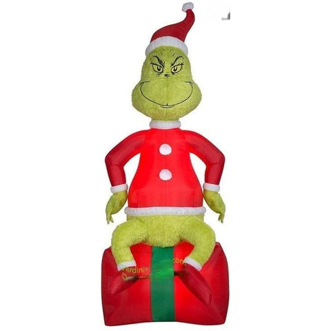 Gemmy Inflatables Inflatable Party Decorations 9.5' PLUSH Grinch on Present by Gemmy Inflatables 112196