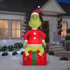 Image of Gemmy Inflatables Inflatable Party Decorations 9.5' PLUSH Grinch on Present by Gemmy Inflatables 112196