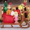 Image of Gemmy Inflatables Inflatable Party Decorations 9'H Inflatable Grinch, Max, Cindy Lou Who Sleigh Scene by Gemmy Inflatables 118786 8' Christmas Snoopy Santa w/ Woodstock Sleigh Scene Gemmy Inflatables