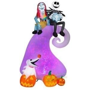 Gemmy Inflatables Inflatable Party Decorations 9'H Projection Jack and Sally on Mountain w/ Zero by Gemmy Inflatables 5 1/2' NightmareChristmas Jack Sally Halloween Globe Gemmy Inflatables