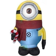 Gemmy Inflatables Inflatable Party Decorations 9' Minion Stuart w/ Plaid Scarf Holding Candy Cane by Gemmy Inflatables 80125 9' Minion Stuart Plaid Scarf Holding Candy Cane by Gemmy Inflatables