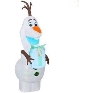 Gemmy Inflatables Inflatable Party Decorations Disney's Frozen II Olaf w/ Christmas Gift by Gemmy Inflatables 4' Christmas Olaf From Frozen II Holding Candy Cane Gemmy Inflatables