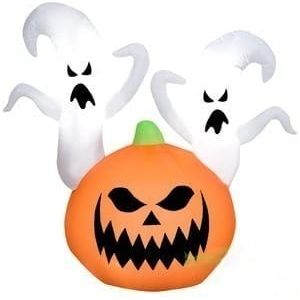 Gemmy Inflatables Lawn Ornaments & Garden Sculptures 4.5'H Halloween Ghost Duo in Jack O' Lantern by Gemmy Inflatable 12  ½' Air Blown Inflatable 7 Pumpkin Jack-O-Lantern Patch SKU# Y2088