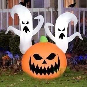Gemmy Inflatables Lawn Ornaments & Garden Sculptures 4.5'H Halloween Ghost Duo in Jack O' Lantern by Gemmy Inflatable 12  ½' Air Blown Inflatable 7 Pumpkin Jack-O-Lantern Patch SKU# Y2088